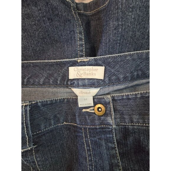 Christopher & Banks Womens Stretch Denim Skirt A line boho cottagecore teacher - Picture 4 of 7